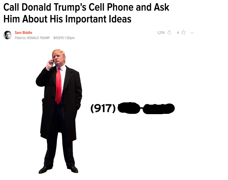 Gawker Publishes Donald Trump's Cell Phone Number