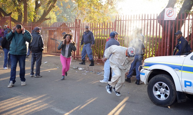 S.African police fire rubber bullets at school protest