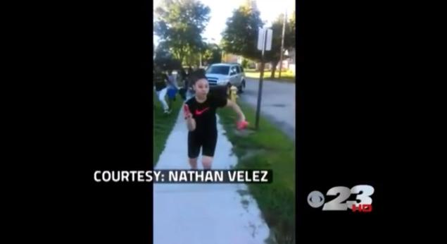 This is the moment a group of teenagers scramble for their lives after Roy Williams Jr., 56 drove at a crowd outside Nelson Elementary School in Rockford Ill police allege