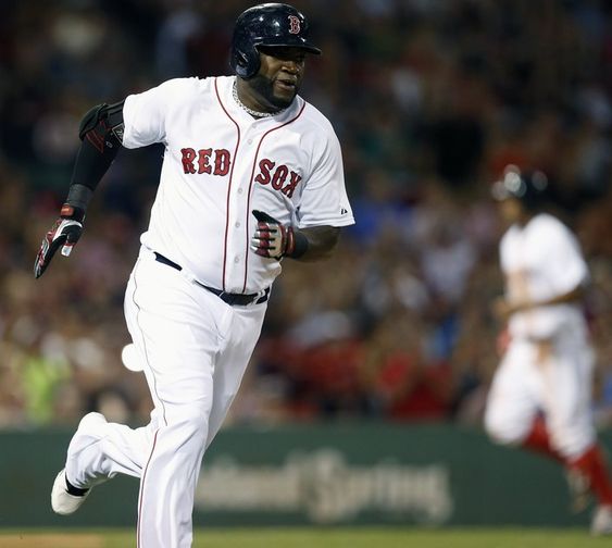 David Ortiz runs out his RBI-double that scored Xander Bogaerts right during the first inning of a baseball game against the Chicago White Sox in Boston Thursday