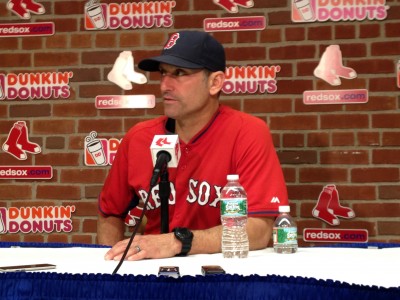 Red Sox interim manager Torey Lovullo speaks before's game vs Seattle