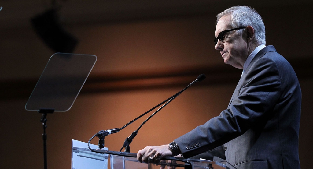 LAS VEGAS NV- AUGUST 24 U.S. Senate Minority Leader Harry Reid speaks during the National Clean Energy Summit 8.0 at the Mandalay Bay Convention Center