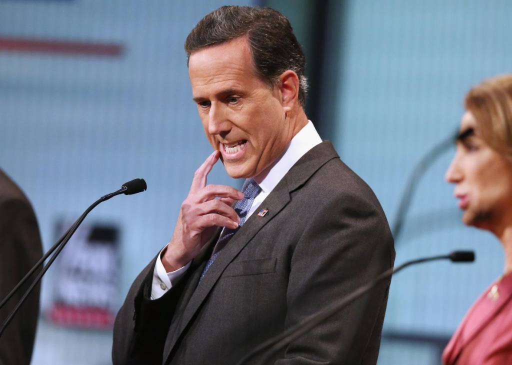 Rick Santorum participates in Thursday's presidential pre-debate forum hosted by FOX News in Cleveland Ohio