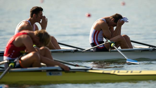 Rowers compete during the World Junior Rowing Championships