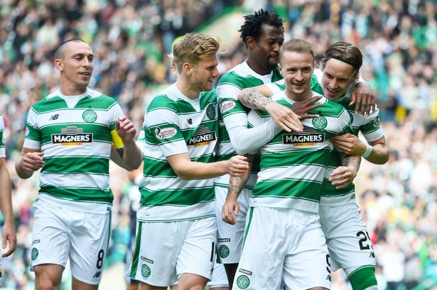 SNS Group  Craig Foy

Leigh Griffiths is mobbed by his team-mates after scoring from the penalty spot against Ross County