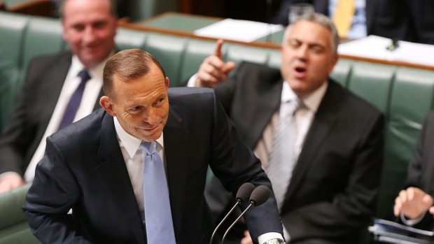 Prime Minister Tony Abbott during House of Representatives question time at Parliament House