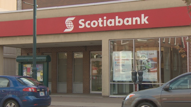 Scotiabank raised its dividend by two cents to 70 cents a share as Canadian operations remained strong in the latest quarter