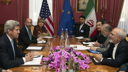 U.S. Secretary of State John Kerry holds a negotiation meeting with Iran's Foreign Minister Mohammad Javad Zarif over Iran's nuclear programme in Lausanne Switzerland