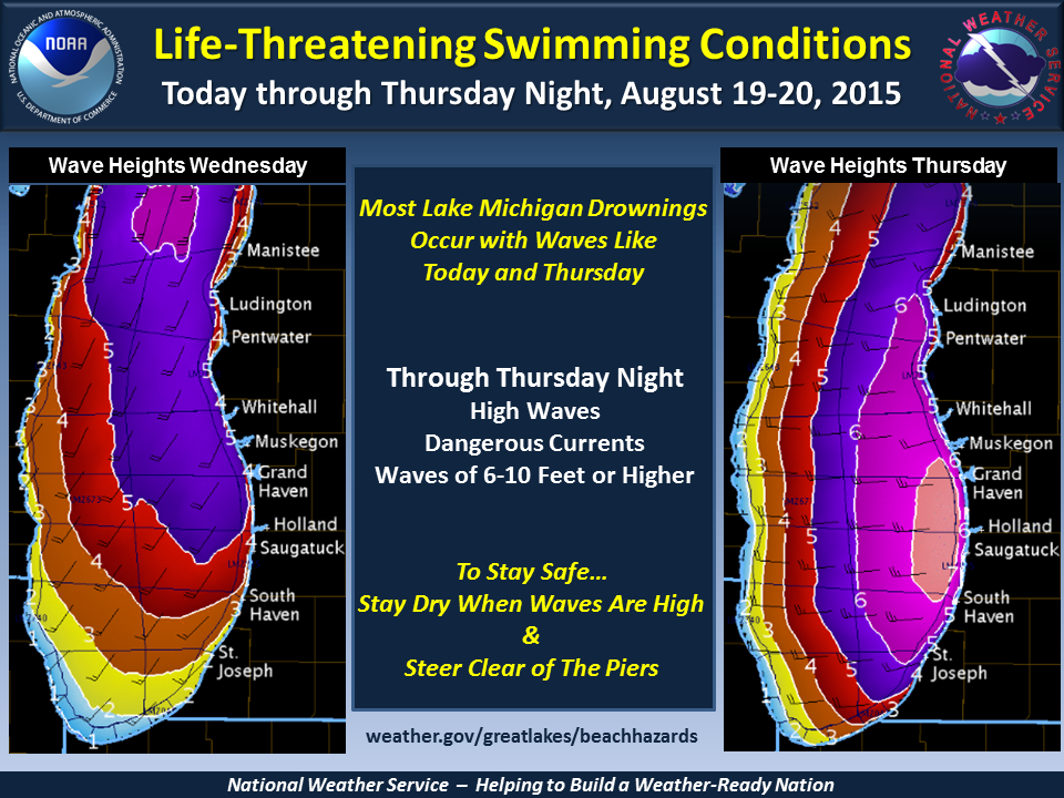 The National Weather Service says most Lake Michigan drownings occur with big waves like today and Thursday