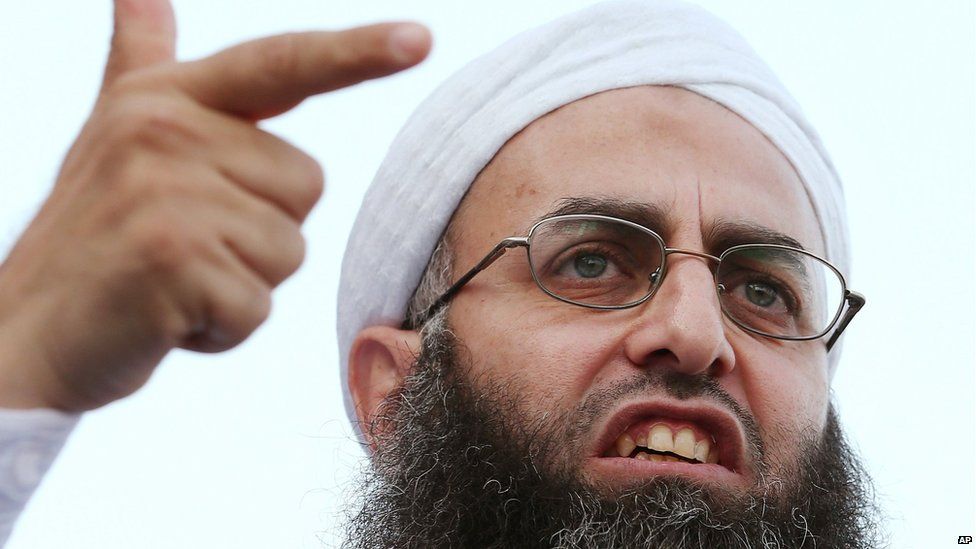 Sheikh Ahmad al-Assir addresses his supporters during a demonstration in Beirut October 2012