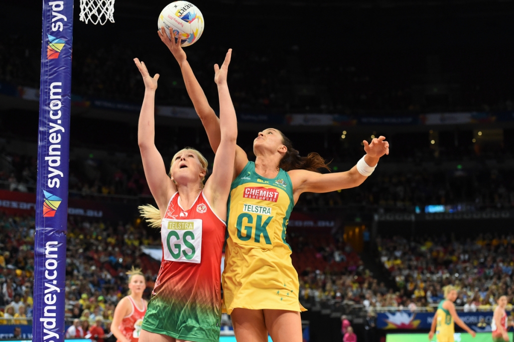 TOUGH DAY Wales goal shooter Chelsea Lewis is denied against Australia