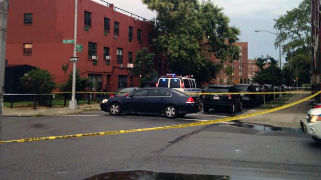 The scene of a shooting in Red Hook Brooklyn