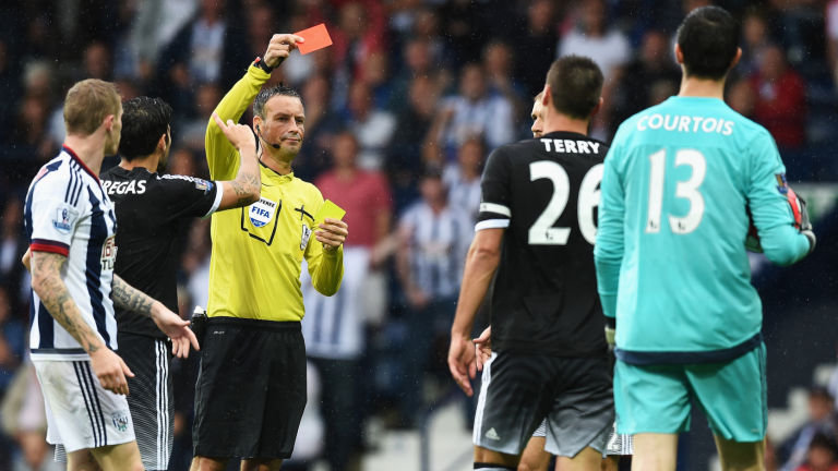 Thiabut Courtois has been accused of being out of position in the build-up to John Terry's red card