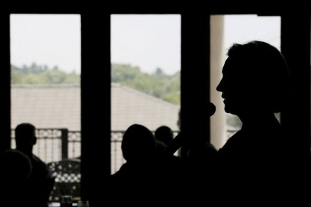 Republican presidential candidate Carly Fiorina speaks to Chamber of Commerce members during a campaign stop in Salem New Hampshire