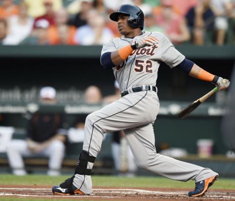 Detroit Tigers Yoenis Cespedes follows through on