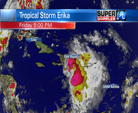 Tropical Storm Erika Satellite