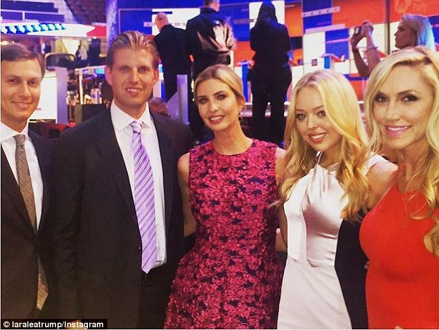 Trump rally From left Jared Kushner Eric Trump his sister Ivanka Tiffany Trump and Lara Trump appeared in the audience in Cleveland Ohio