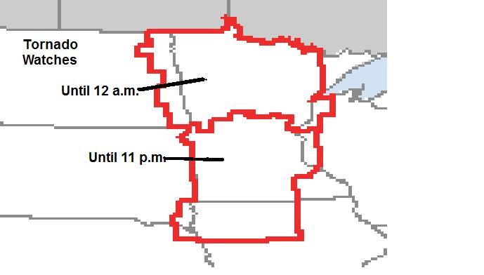 Two tornado watches have been issued for Minnesota. Storm Prediction Center