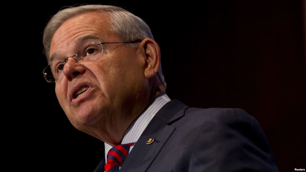 US Senator Bob Menendez speaks at Seton Hall University in South Orange New Jersey