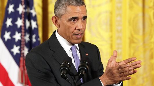 President Barack Obama speaks during a press conference in the East Room of the White House in response to the Iran Nuclear Deal