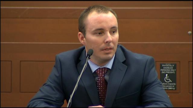 Charlotte-Mecklenburg police Officer Randall Kerrick testifies during his voluntary manslaughter trial Thursday Aug. 13 2015 in Charlotte N.C. Kerrick charged in the shooting death of an unarmed black man has testified in his own defense Thursday