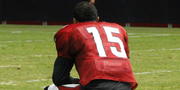 Wide receiver Michael Floyd looks on at Arizona Cardinals Training Camp in Glendale Tuesday