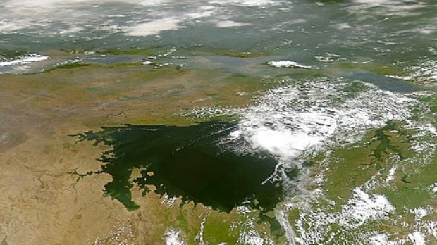 An aerial shot of Lake Victoria Kenya