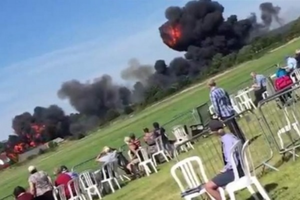 Witnesses describe seeing a'ball of fire after a plane crashed at an airshow in the UK killing several people