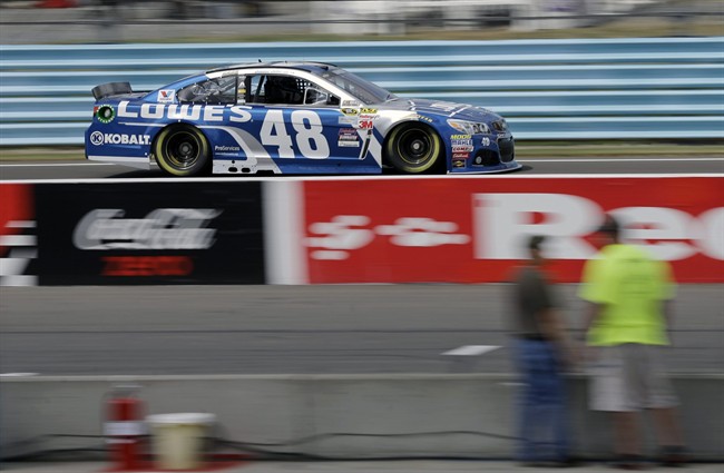 Jimmie Johnson drives during practice for Sunday's NASCAR Sprint Cup series auto race at Watkins Glen International Friday Aug. 7 2015 in Watkins Glen N.Y