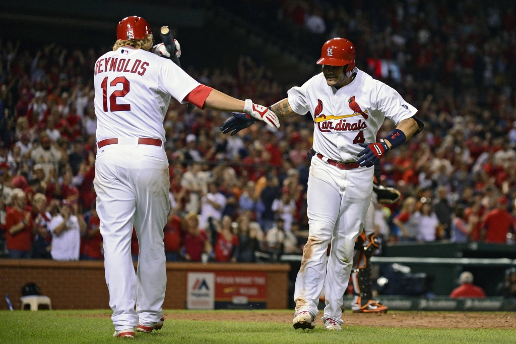 Yadier Molina gets his 100th career home run to take the lead over the San Francisco Giants in Game Three		Jeff Curry-USA TODAY Sports