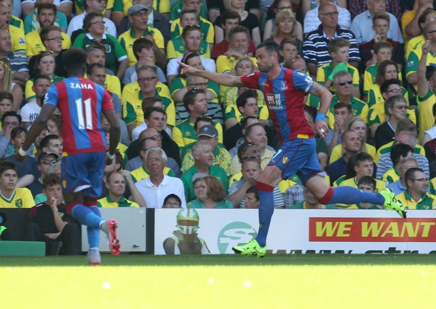 Damien Delaney of Crystal Palace celebrates scoring his side