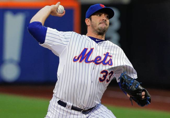 Mets&#39 Matt Harvey delivering during first inning against Rockies at Citi Field on Tuesday night