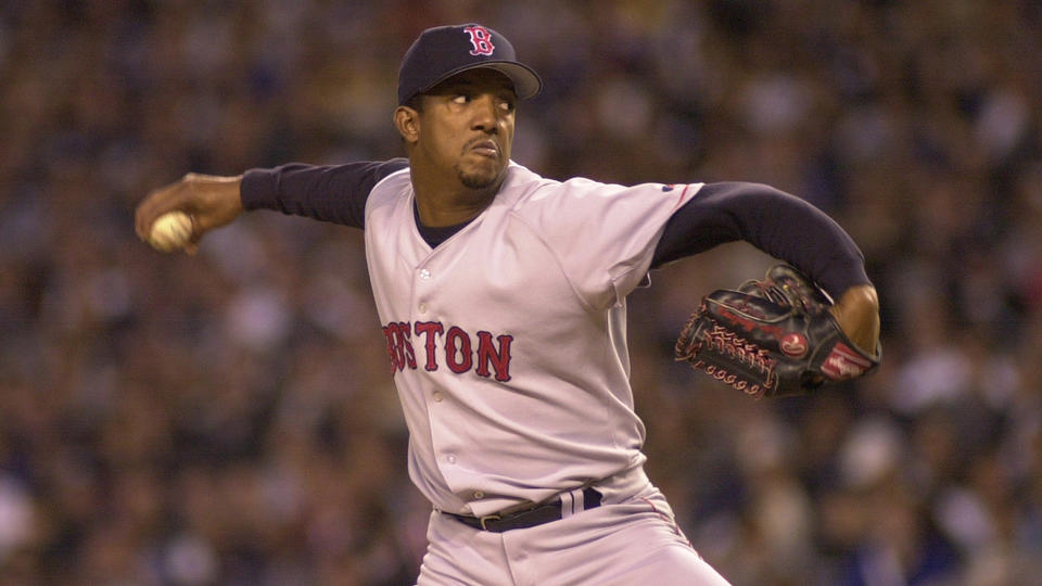 Boston Red Sox pitcher Pedro Martinez fires a pitch to home against the NY Yankees. 1