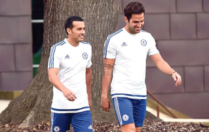 Pedro with Cesc Fabregas