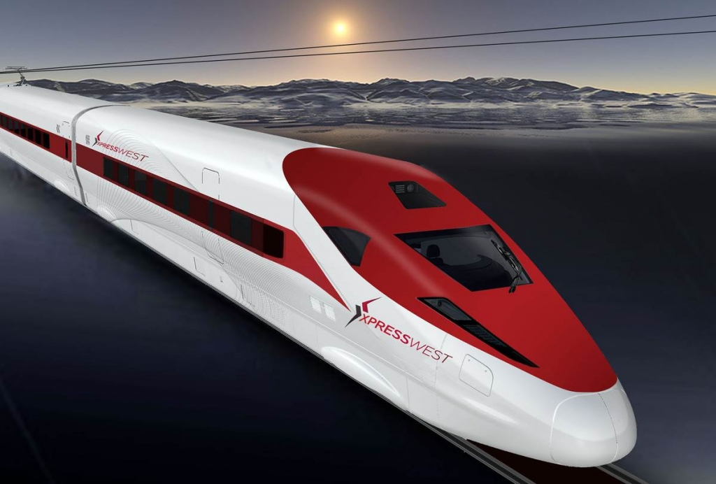 Image Computer rendering of Xpress West high-speed rail train