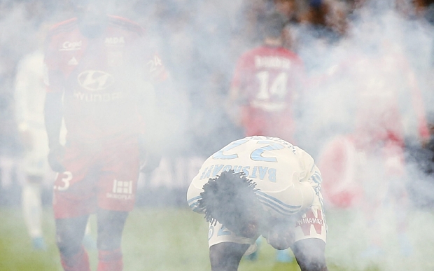 A number of flares were launched onto the pitch