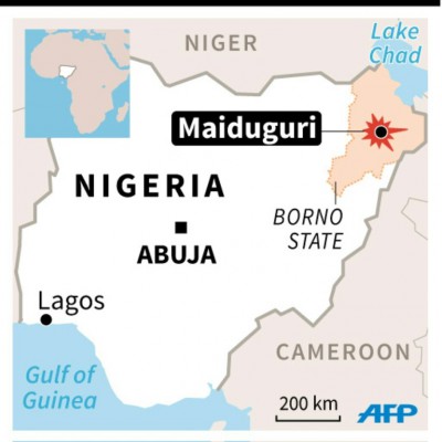 AFP  Map of Nigeria locating attacks in Maiduguri