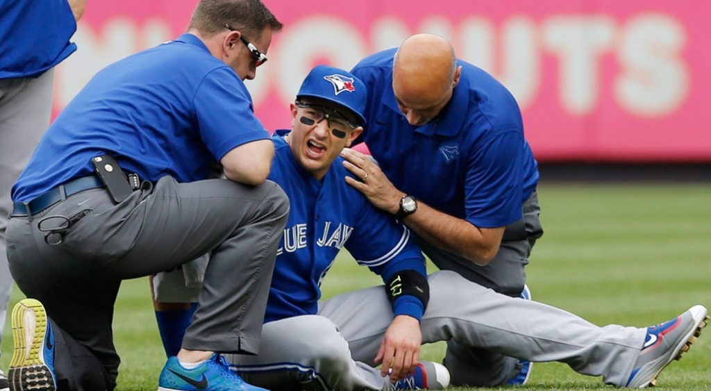 Mark Buehrle gave up three runs in six innings against Boston on Sunday and out of character hurt himself with his fielding