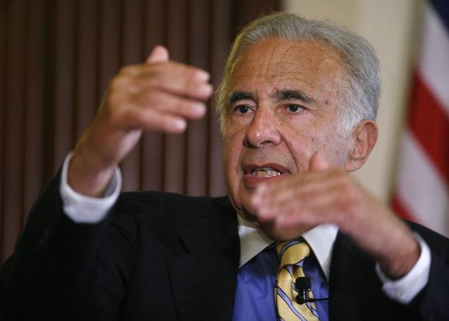 Investor Carl Icahn speaks at a conference in this file