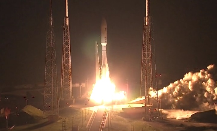 An Atlas rocket blasted off a satellite into space on Wednesday morning