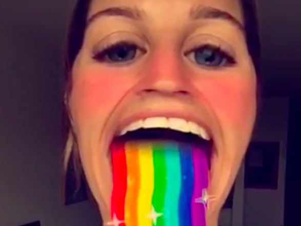 An example of a Snapchat lens you can use when your camera is in selfie mode