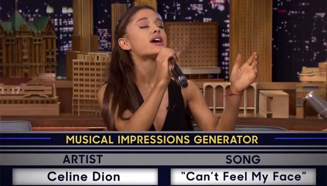 Ariana Grande Triumps in Impersonating Aguilera and Dion on Tonight Show