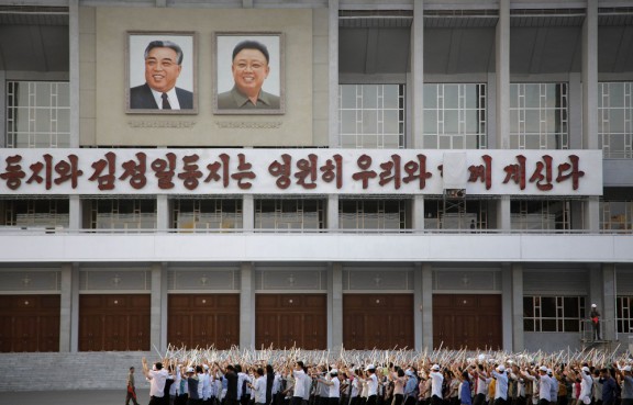 North Koreans gather in Pyongyang to prepare for next month's anniversary events