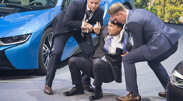 BMW CEO collapses during Frankfurt trade event