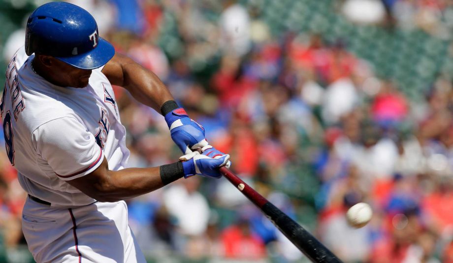 Texas Rangers Adrian Beltre hits a two run homer during the fourth inning of a baseball game against the Oakland Athletics in Arlington Texas Sunday Sept. 13 2015. Rangers Shin Soo Choo also scored on the play