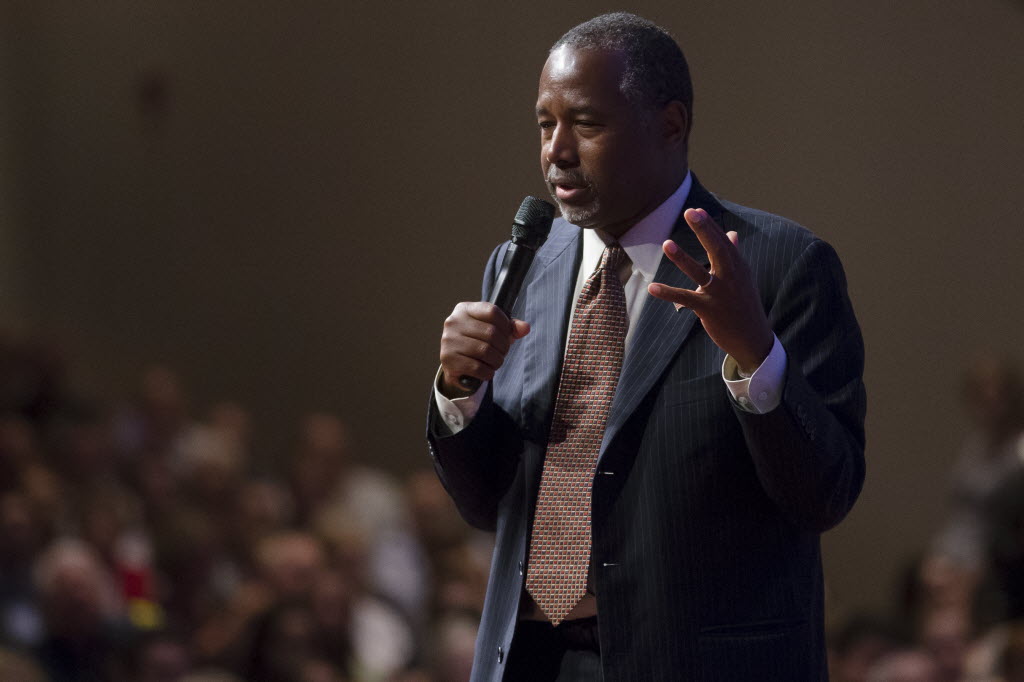 Republican presidential candidate Ben Carson speaks during a campaign event at the Cedarville University Tuesday Sept. 22 2015 in Cedarville Ohio