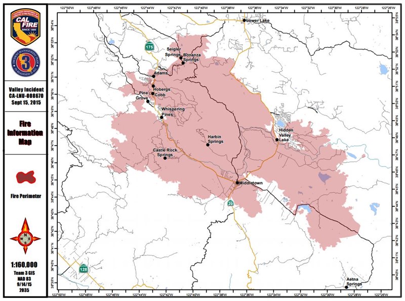 Valley Fire Perimeter Map