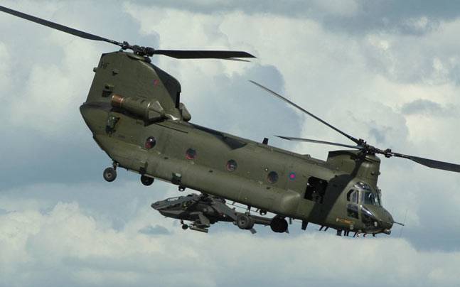 Chinook and Apache helicoptors