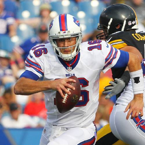 Buffalo Bills quarterback Matt Cassel runs against the Pittsburgh Steelers during the first half of a preseason NFL football game in Orchard Park N.Y. A person with knowledge of the deal