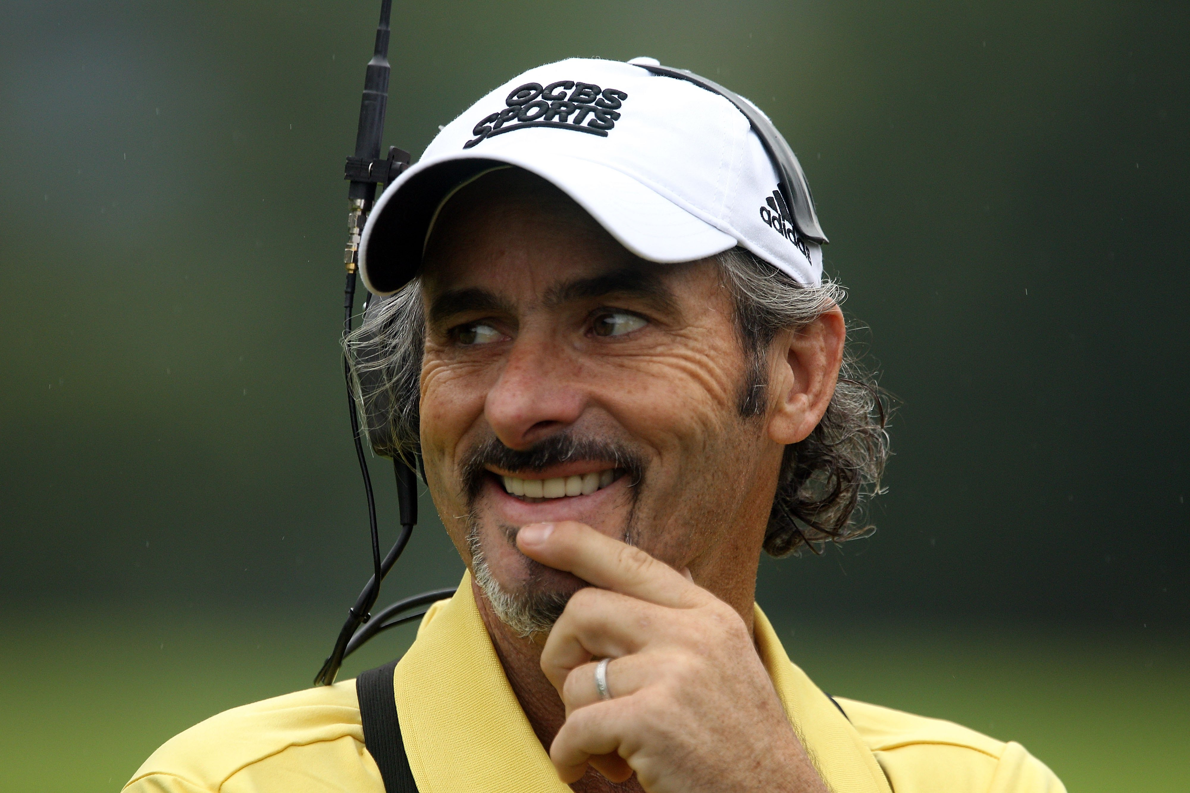 WHITE SULPHUR SPRINGS WV- JULY 31 David Feherty works for CBS Sports during the third round of the Greenbrier Classic on The Old White Course at the Greenbrier Resort